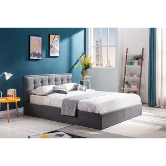 Malcom grå sängram med förvaring 160x200 cm - Sängramar
