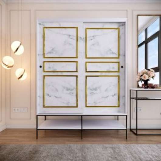 Martin garderob 150 cm marmor/guld - Garderober