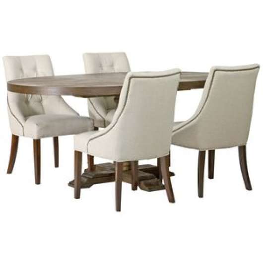 Matgrupp: Lamier matbord runt - brun + 4 st Tuva europa ver II stolar - Matgrupper