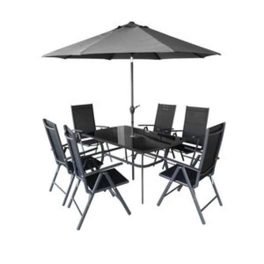 Matgrupp Shadow - 6 stolar och parasol - Utematgrupper
