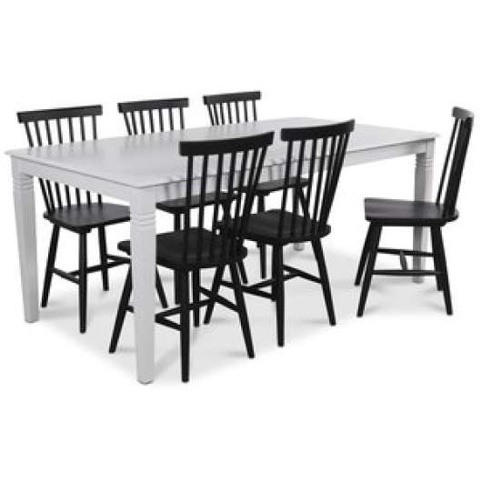 Mellby matgrupp 180 cm bord med 6 st svarta Karl Pinnstolar - Matgrupper