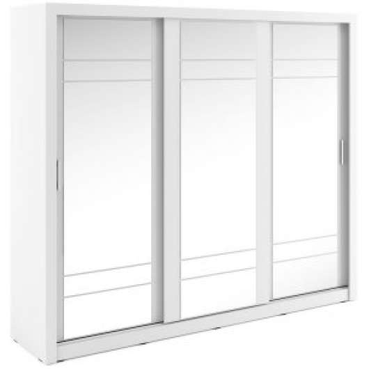 Mervyn vit garderob med spegel och inredning - Bredd 250 cm - Garderober