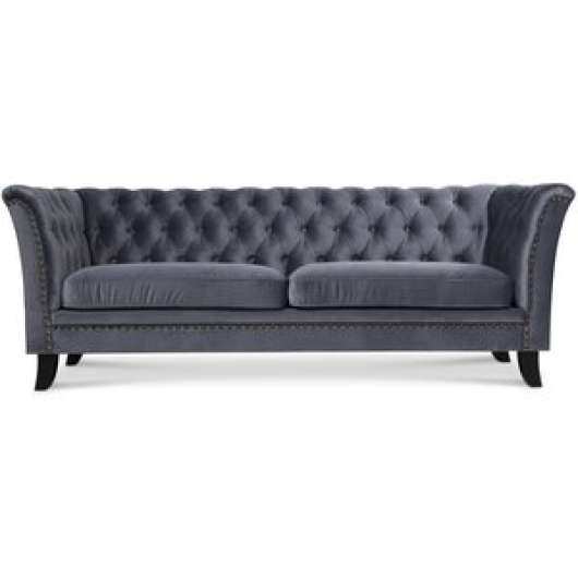 Milton Chesterfield 3-sits soffa sammet + Möbelvårdskit för textilier - 3-sits soffor